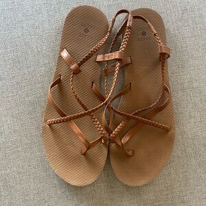 Shade & Shore Brown Braided Sandals